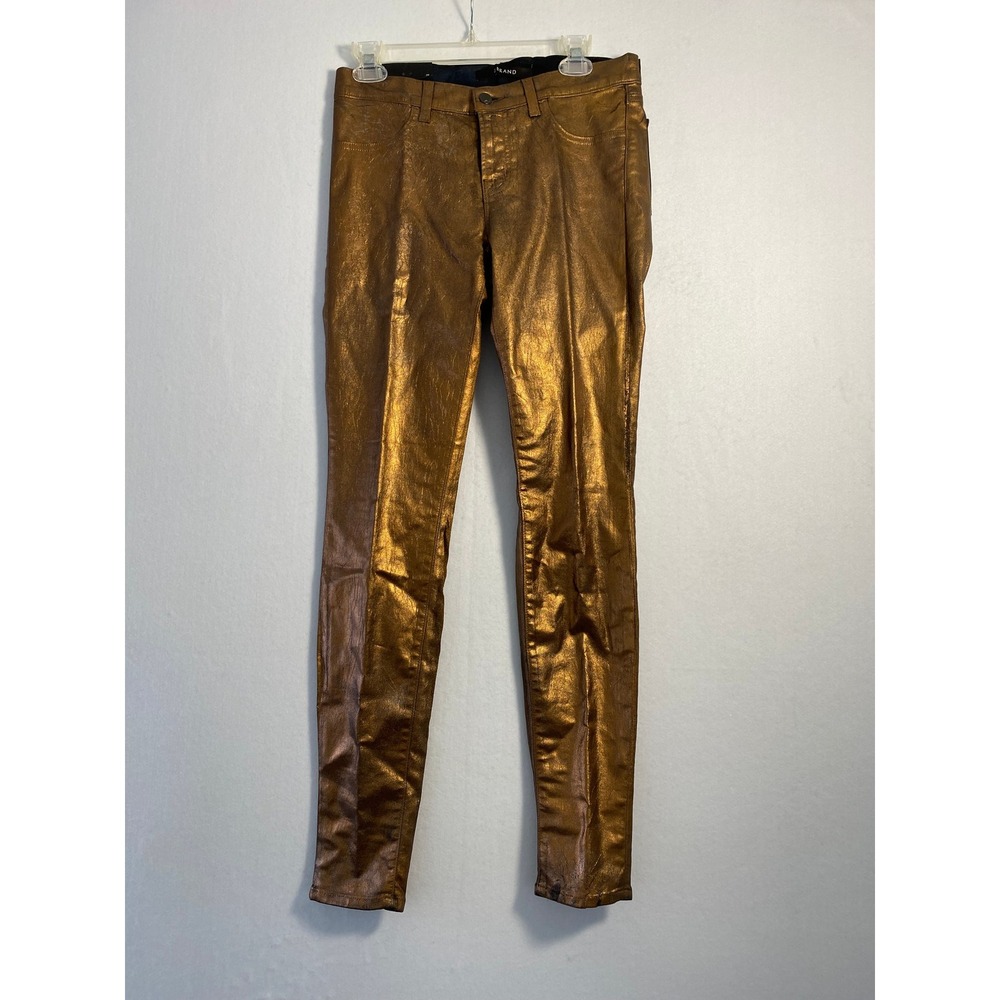 NEW J Brand Super Skinny Mid-Rise Metallic Bronze Pants Size 29